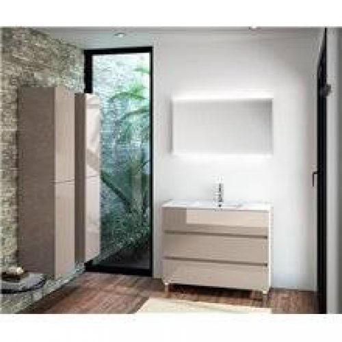 Meuble 100 cm Gris brillant 3 tiroirs SALGAR…