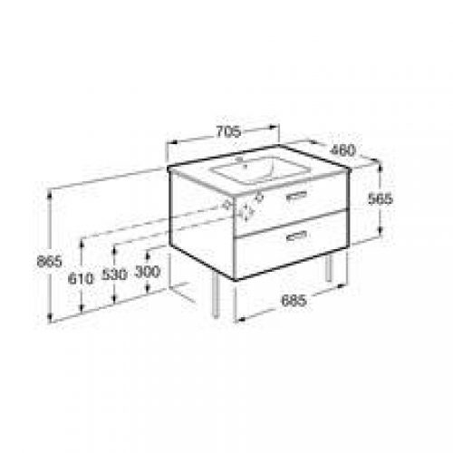 Meuble 2 tiroirs bouleau 70 cm Victoria Basic Roca