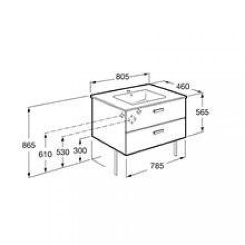 Meuble 2 tiroirs bouleau 80 cm Victoria Basic Roca