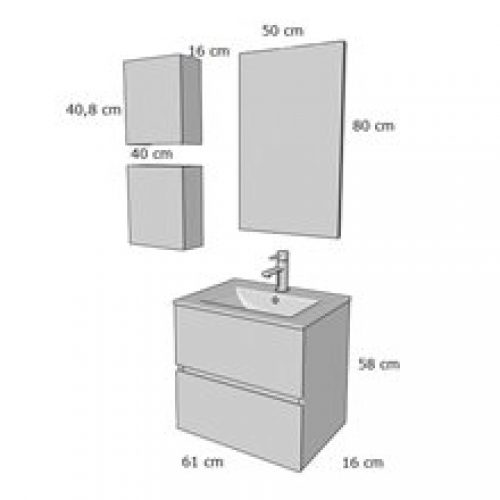 Meuble 60 cm Blanc brillant 2 tiroirs SALGAR…