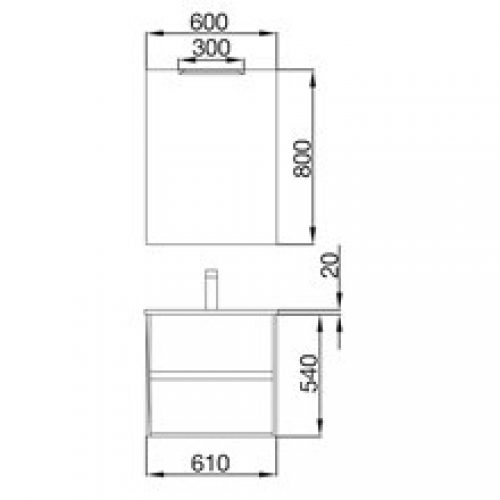 Meuble 60cm Blanc brillant de 2 tiroirs SALGAR…
