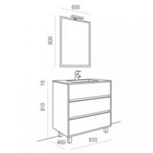 Meuble 80 cm Blanc brillant 3 tiroirs SALGAR…