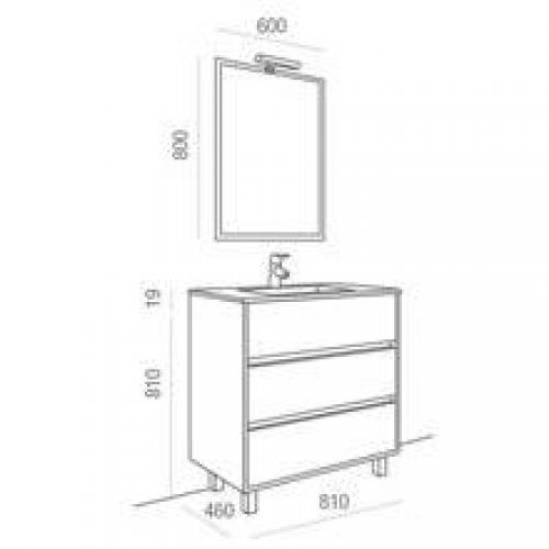 Meuble 80 cm Chêne d&rsquo;Écosse 3 tiroirs SALGAR…
