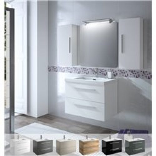 Meuble 80 cm Gris brillant 2 tiroirs FUSSION…