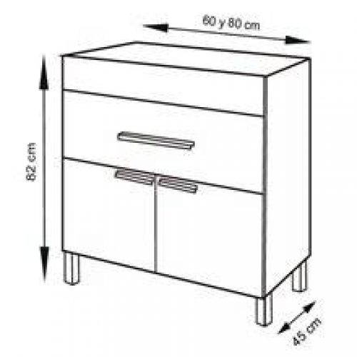 Meuble avec plan vasque blanc brillant Baie TEGLER