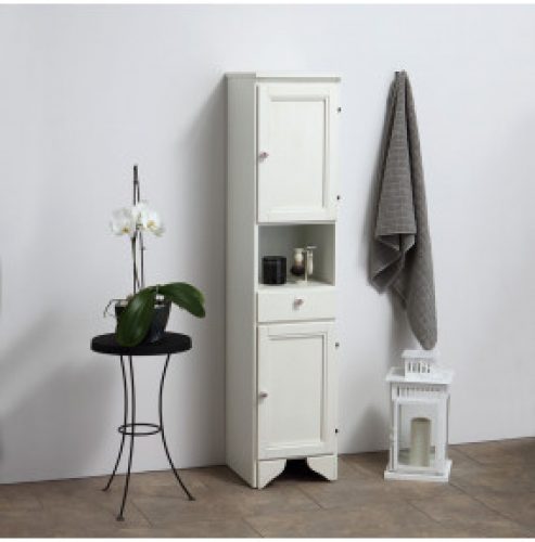 MEUBLE BAS AVEC PORTES, TIROIR ET COMPARTIMENT JOUR LAVANDE BLANCHE CM 33,5X160