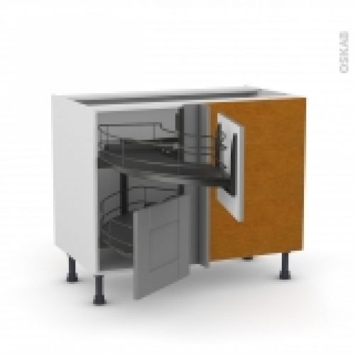 Meuble De Cuisine Angle Bas Filipen Gris Demi Lune Coulissant Epoxy Tirant Droit 2 Tiroirs L40 Cm L80 X H70 X P58 Cm