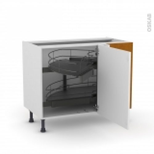 Meuble De Cuisine Angle Bas Ginko Blanc Demi Lune Coulissant Epoxy Tirant Droit 1 Porte L60 Cm Mobile L100 X H70 X P58 Cm