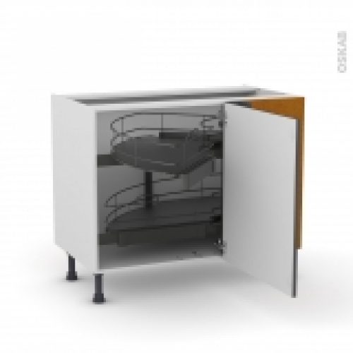Meuble De Cuisine Angle Bas Ginko Gris Demi Lune Coulissant Tirant Droit 1 Porte L60 Cm Mobile L100 X H70 X P58 Cm