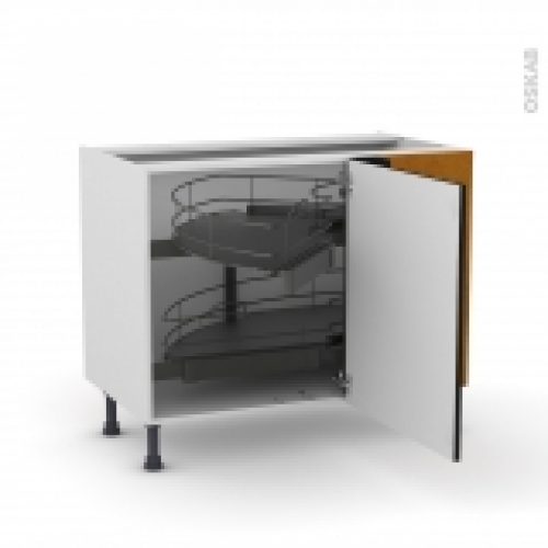Meuble De Cuisine Angle Bas Ginko Noir Demi Lune Coulissant Tirant Droit 1 Porte L60 Cm Mobile L100 X H70 X P58 Cm