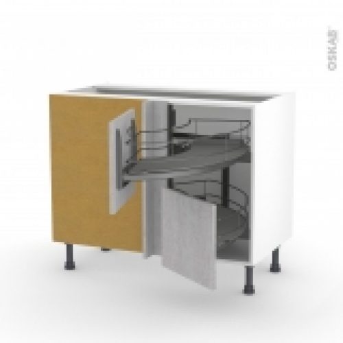 Meuble De Cuisine Angle Bas Hoda Beton Demi Lune Coulissant Epoxy Tirant Droit 2 Tiroirs L40 Cm L80 X H70 X P58 Cm