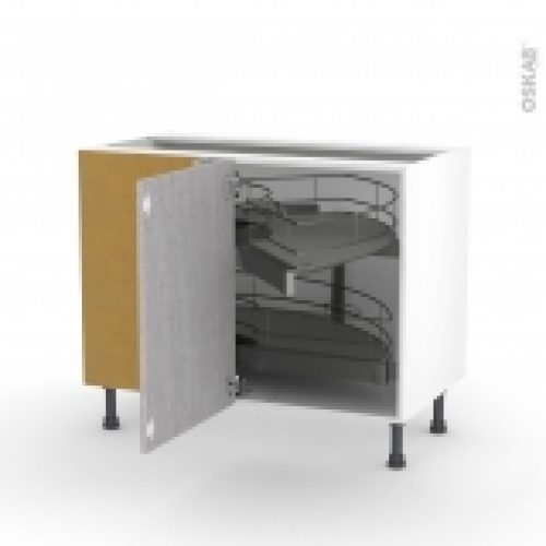 Meuble De Cuisine Angle Bas Hoda Beton Demi Lune Coulissant Tirant Droit 1 Porte L50 Cm Mobile L100 X H70 X P58 Cm