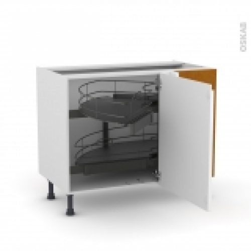 Meuble De Cuisine Angle Bas Ipoma Blanc Mat Demi Lune Coulissant Tirant Droit 1 Porte L60 Cm Mobile L100 X H70 X P58 Cm