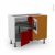 Meuble De Cuisine Angle Bas Ivia Rouge Demi Lune Coulissant Epoxy Tirant Droit 2 Tiroirs L40 Cm L80 X H70 X P58 Cm