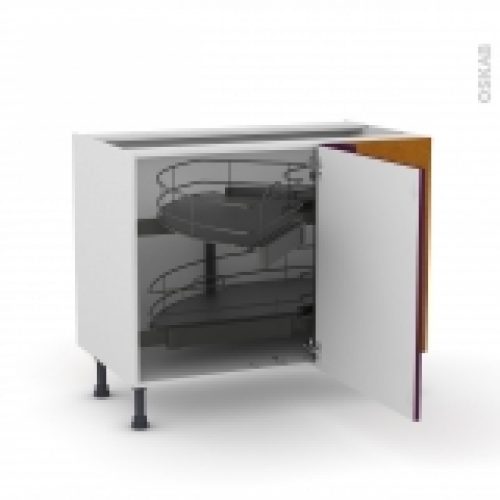 Meuble De Cuisine Angle Bas Keria Aubergine Demi Lune Coulissant Tirant Droit 1 Porte L60 Cm Mobile L100 X H70 X P58 Cm