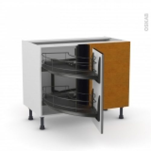 Meuble De Cuisine Angle Bas Keria Noir Demi Lune Coulissant Epoxy Tirant Droit 1 Porte L40 Cm L80 X H70 X P58 Cm