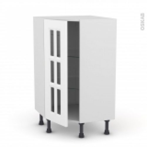 Meuble De Cuisine Angle Bas Vitre Static Blanc 1 Porte N84 L40 Cm L65 X H92 X P37Cm