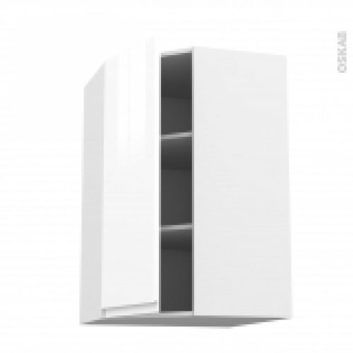 Meuble De Cuisine Angle Haut Ipoma Blanc Brillant 1 Porte N86 L40 Cm L65 X H92 X P37 Cm