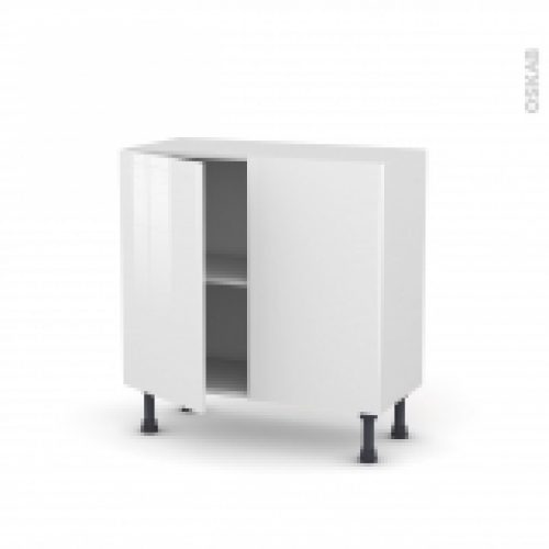 Meuble De Cuisine Bas Bora Blanc 2 Portes L80 X H70 X P37 Cm