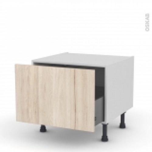 Meuble De Cuisine Bas Coulissant Ikoro Chene Clair 1 Porte L60 X H41 X P58 Cm