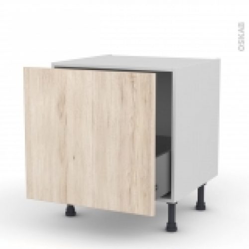 Meuble De Cuisine Bas Coulissant Ikoro Chene Clair 1 Porte L60 X H57 X P58 Cm