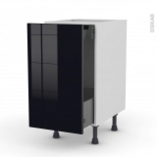Meuble De Cuisine Bas Coulissant Keria Noir 1 Porte 1 Tiroir A L Anglaise L40 X H70 X P58 Cm