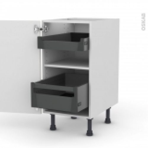 Meuble De Cuisine Bas Filipen Ivoire 2 Tiroirs A L Anglaise L40 X H70 X P58 Cm