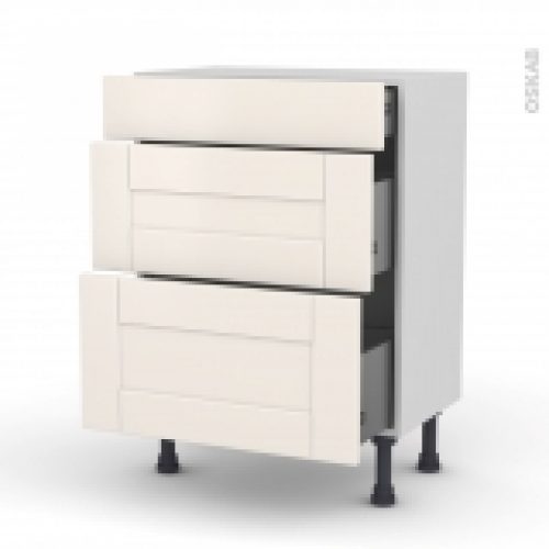 Meuble De Cuisine Bas Filipen Ivoire 3 Tiroirs L60 X H70 X P37 Cm