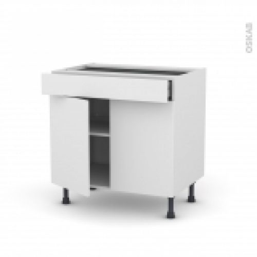 Meuble De Cuisine Bas Ginko Blanc 2 Portes 1 Tiroir L80 X H70 X P58 Cm