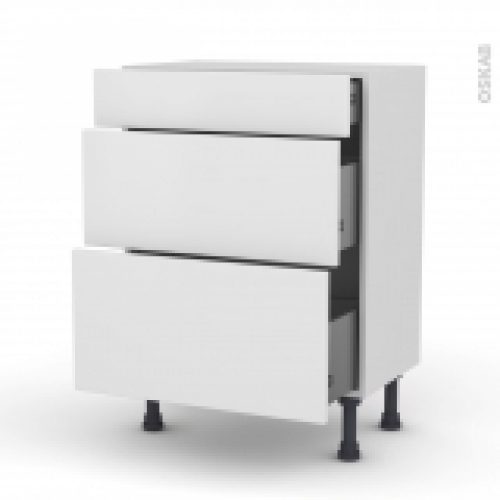 Meuble De Cuisine Bas Ginko Blanc 3 Tiroirs L60 X H70 X P37 Cm