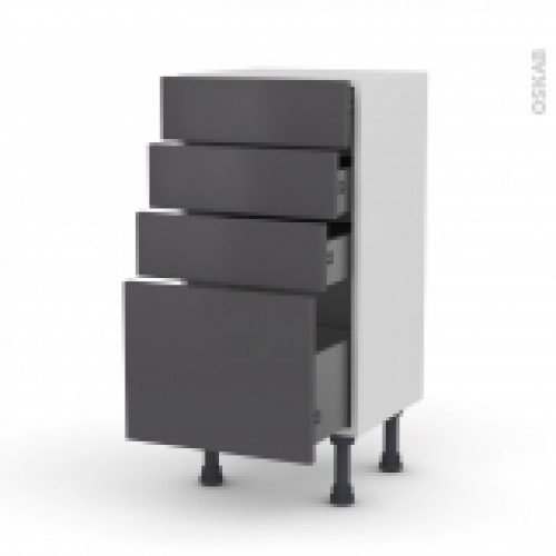 Meuble De Cuisine Bas Ginko Gris 4 Tiroirs L40 X H70 X P37 Cm