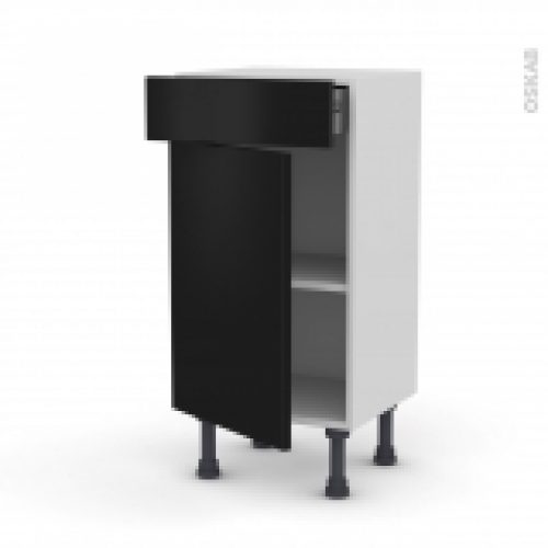 Meuble De Cuisine Bas Ginko Noir 1 Porte 1 Tiroir L40 X H70 X P37 Cm