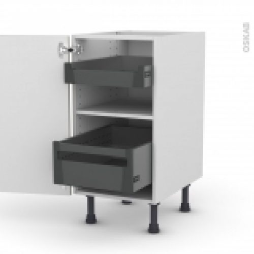 Meuble De Cuisine Bas Ginko Taupe 2 Tiroirs A L Anglaise L40 X H70 X P58 Cm