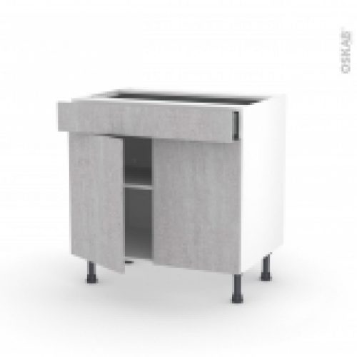 Meuble De Cuisine Bas Hoda Beton 2 Portes 1 Tiroir L80 X H70 X P58 Cm