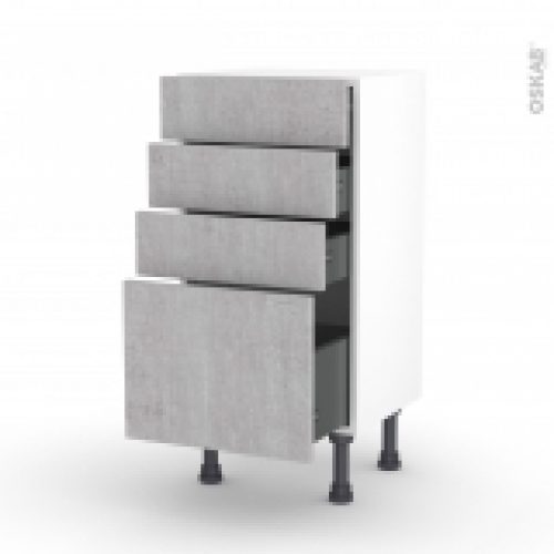 Meuble De Cuisine Bas Hoda Beton 4 Tiroirs L40 X H70 X P37 Cm