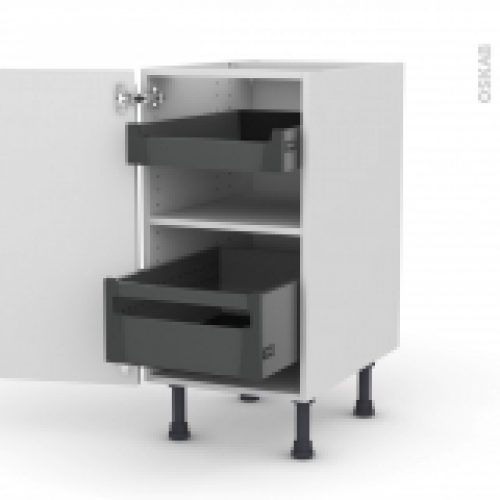 Meuble De Cuisine Bas Ipoma Blanc Brillant 2 Tiroirs A L Anglaise L40 X H70 X P58 Cm