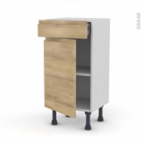 Meuble De Cuisine Bas Ipoma Chene Naturel 1 Porte 1 Tiroir L40 X H70 X P37 Cm