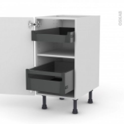 Meuble De Cuisine Bas Iris Blanc 2 Tiroirs A L Anglaise L40 X H70 X P58 Cm