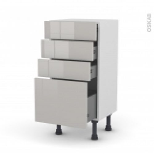 Meuble De Cuisine Bas Ivia Gris 4 Tiroirs L40 X H70 X P37 Cm