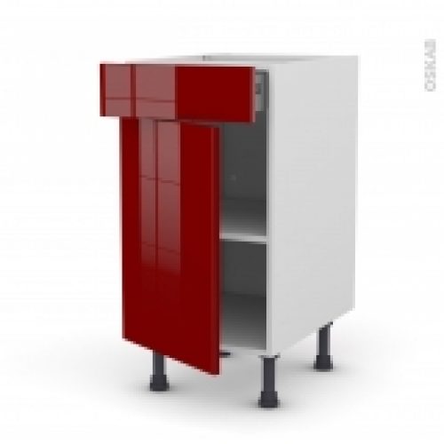 Meuble De Cuisine Bas Ivia Rouge 1 Porte 1 Tiroir L40 X H70 X P58 Cm