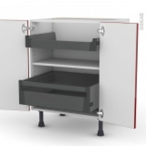 Meuble De Cuisine Bas Ivia Rouge 2 Portes 2 Tiroirs A L Anglaise L60 X H70 X P58 Cm