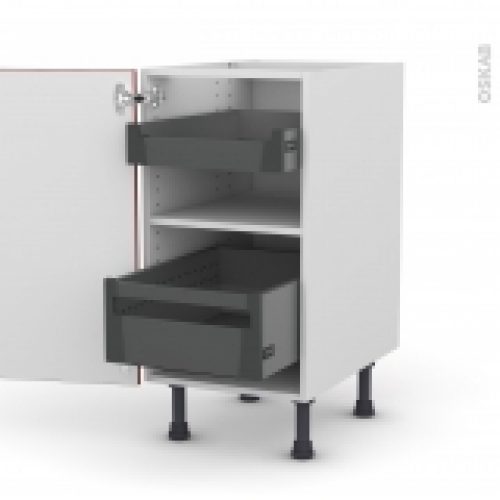 Meuble De Cuisine Bas Ivia Rouge 2 Tiroirs A L Anglaise L40 X H70 X P58 Cm