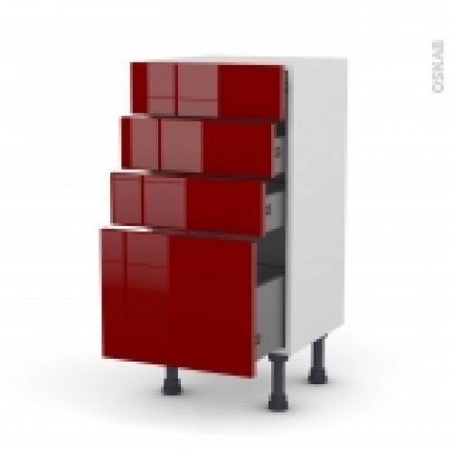 Meuble De Cuisine Bas Ivia Rouge 4 Tiroirs L40 X H70 X P37 Cm