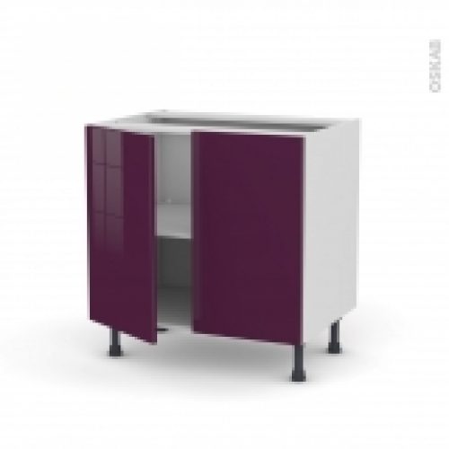 Meuble De Cuisine Bas Keria Aubergine 2 Portes L80 X H70 X P58 Cm