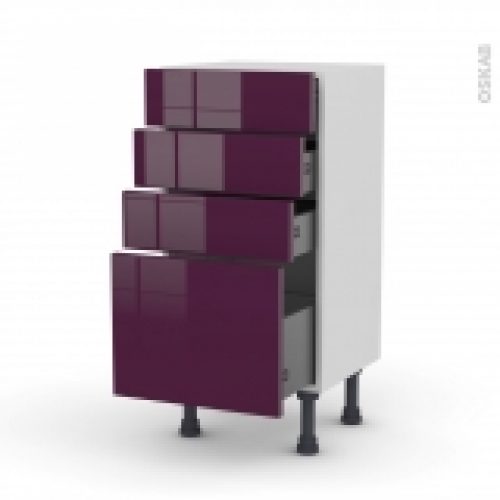 Meuble De Cuisine Bas Keria Aubergine 4 Tiroirs L40 X H70 X P37 Cm
