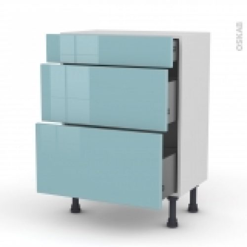 Meuble De Cuisine Bas Keria Bleu 3 Tiroirs L60 X H70 X P37 Cm