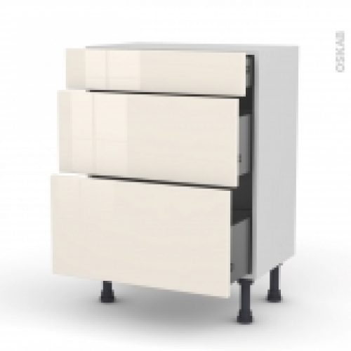 Meuble De Cuisine Bas Keria Ivoire 3 Tiroirs L60 X H70 X P37 Cm