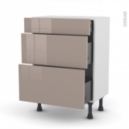 Meuble De Cuisine Bas Keria Moka 3 Tiroirs L60 X H70 X P37 Cm