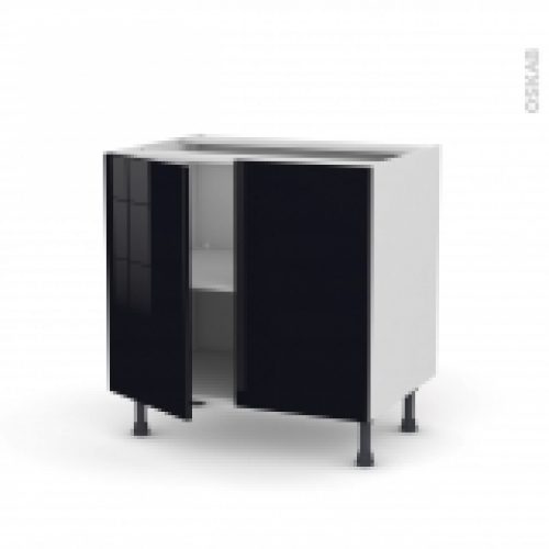 Meuble De Cuisine Bas Keria Noir 2 Portes L80 X H70 X P58 Cm