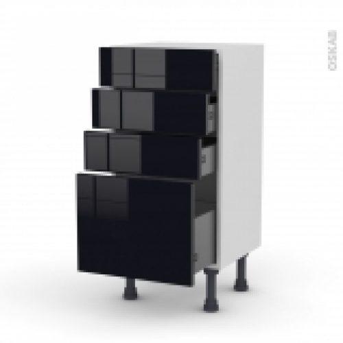 Meuble De Cuisine Bas Keria Noir 4 Tiroirs L40 X H70 X P37 Cm